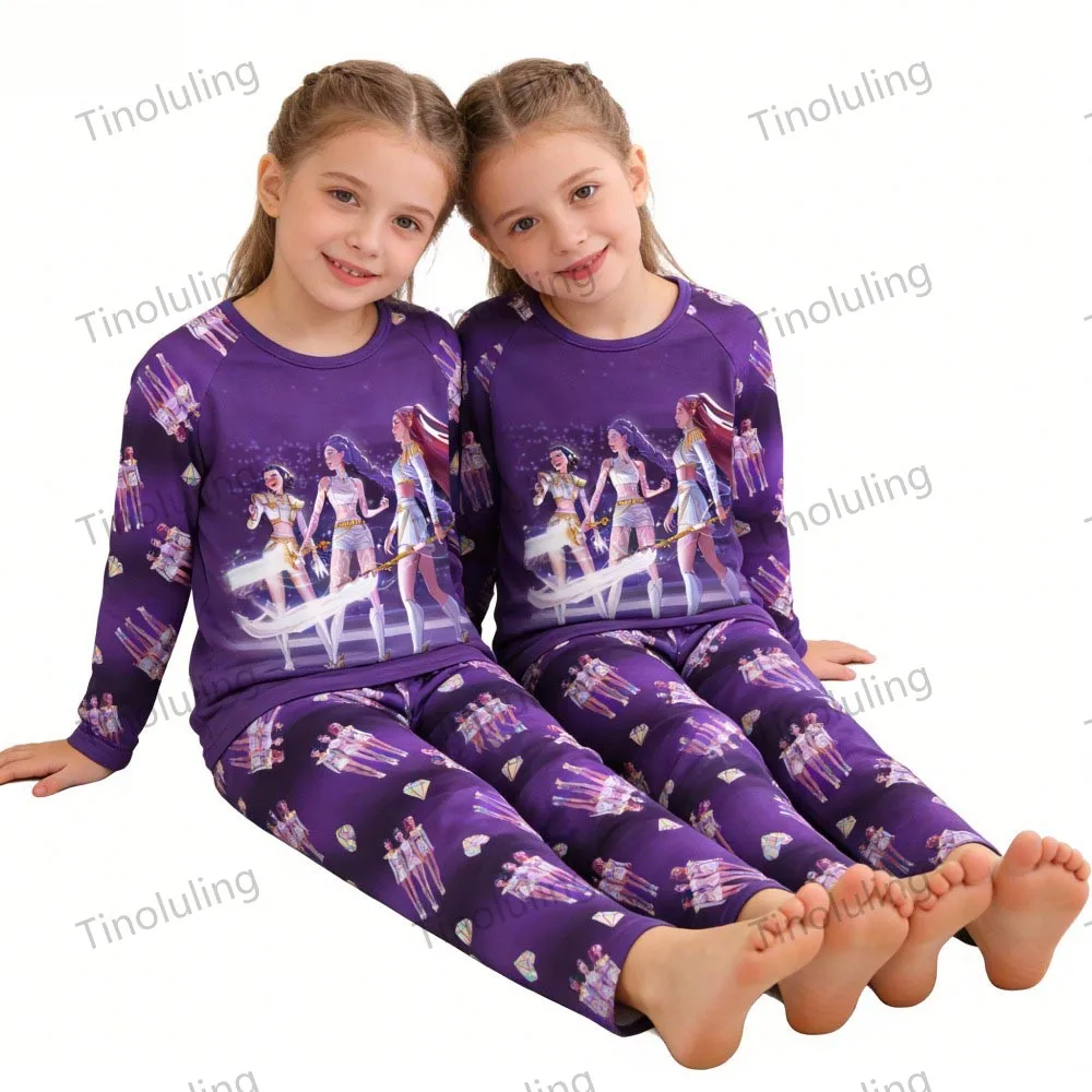 KPop Demon Hunters Huntrix Kids Pajamas Set Long Sleeve Girls Clothing 2pcs Children's Sleepwear Cartoon Boys Nightwear 3-14Y S3db42ca6d1aa4dd1b9f8b07ab355925aa