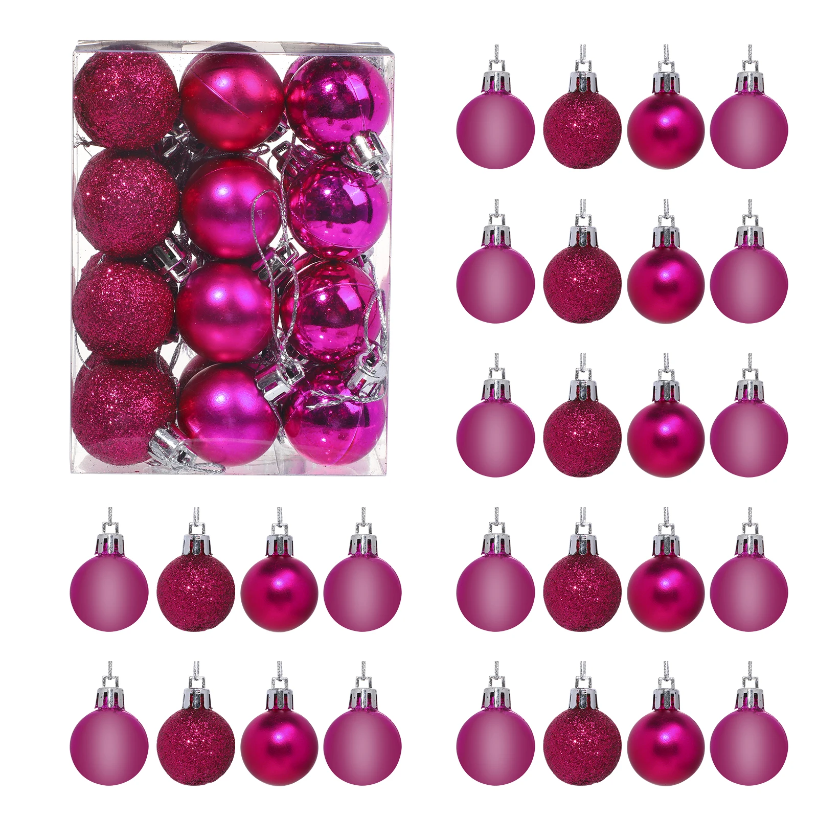 thumbnail image 1 of 24 bolas navideñas de 3 cm para árbol de Navidad, bolas de oro rojo, colgantes, decoración para fiestas navideñas, regalo de Año Nuevo, 1 of 5