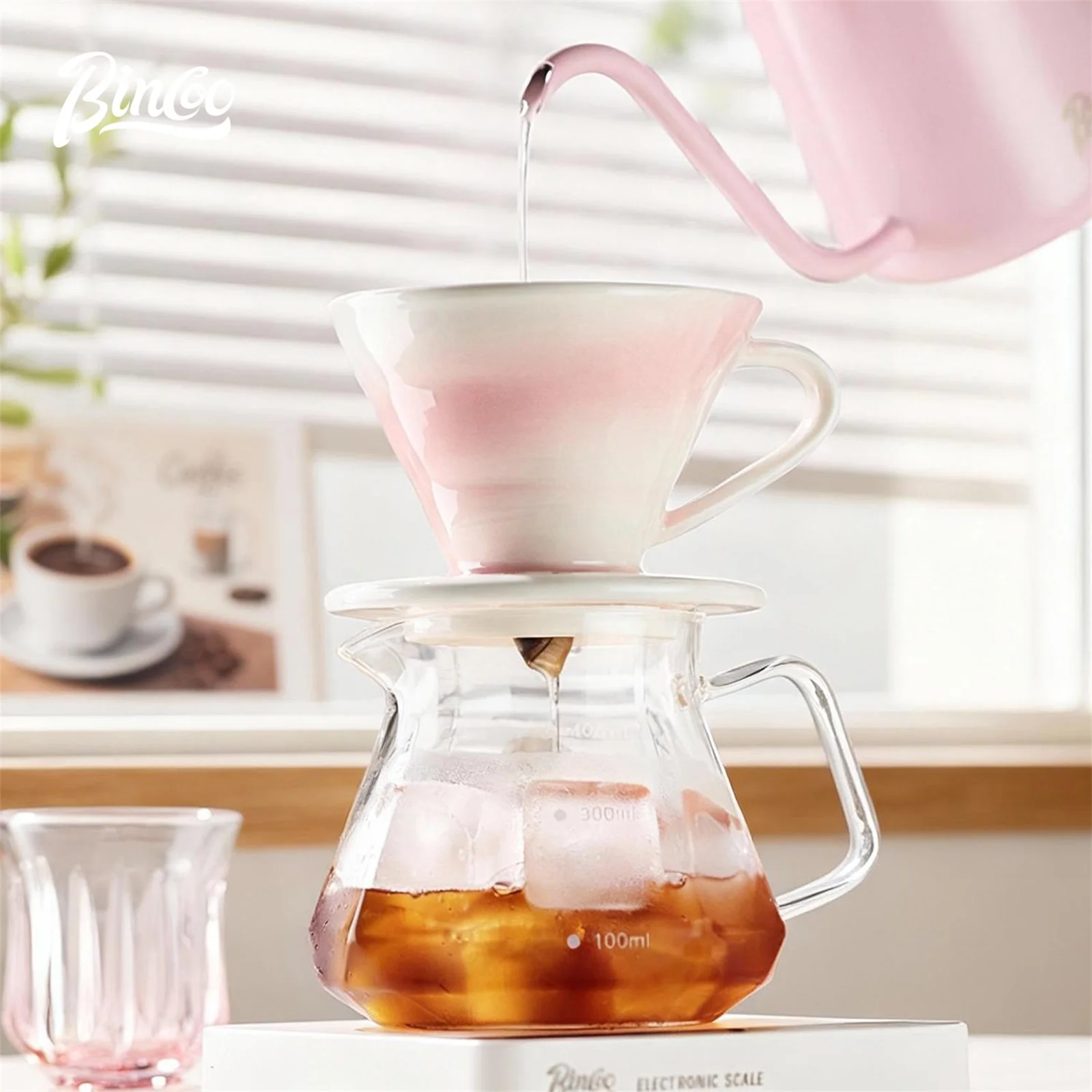 طقم قهوة بالتقطير من بينكو مع فلتر سيراميك وإبريق...