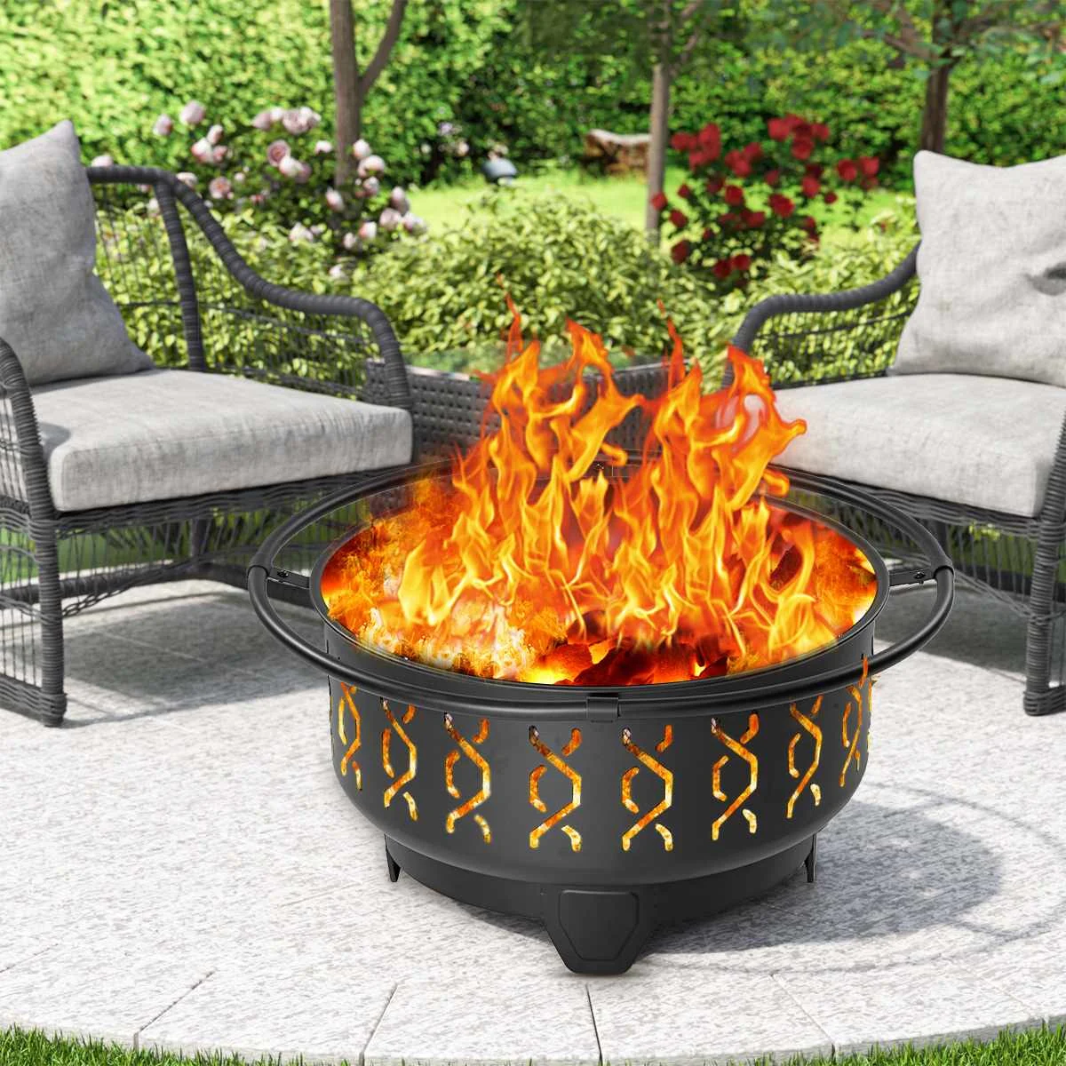 Singlyfire 30 Wood Burning Steel Fire Pit Outdoor Backyard Patio Fireplace  Heater Grill - Fire Pits - AliExpress