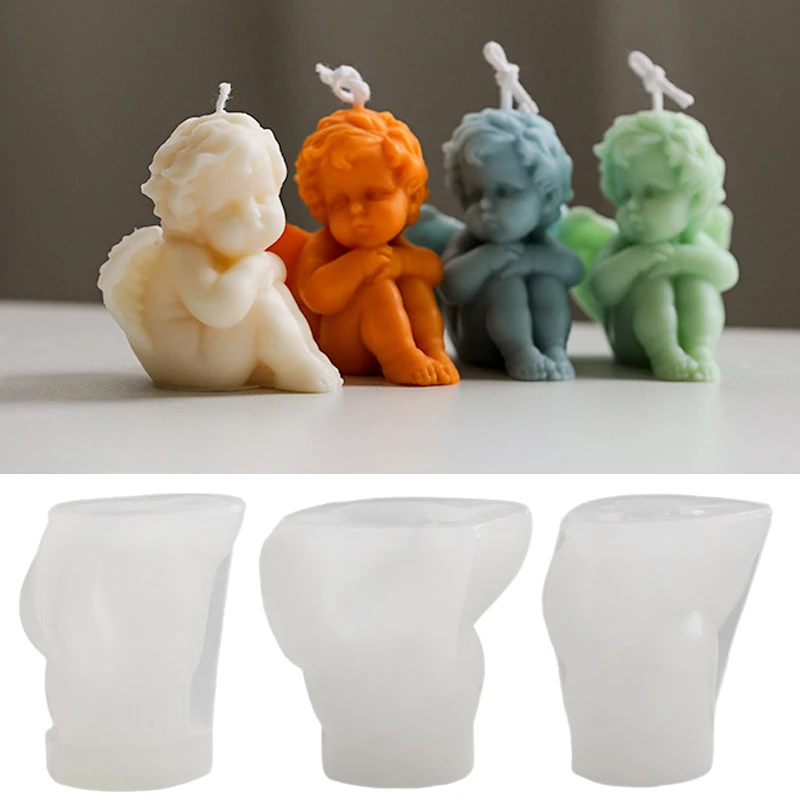 Silicone Mold Winged Angel Scented Candle Mold Cake Ornament Handmade Soap Candle Gypsum Making Resin Mold