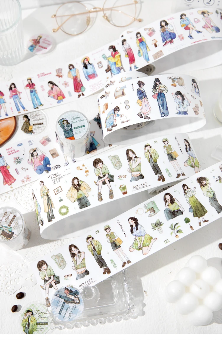 Journal GO 6 x 200 cm Kawaii Scrapbooking Charakter Masking Tape Dekor Tagebuch Album Ästhetik Briefpapier Junk Journal Tape Aufkleber – Detail 9