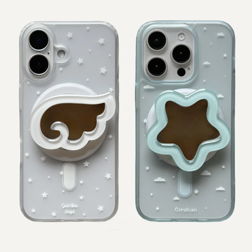 Cute Angel Wings Magnetic Stand Holder Tok Phone Cases for iPhone