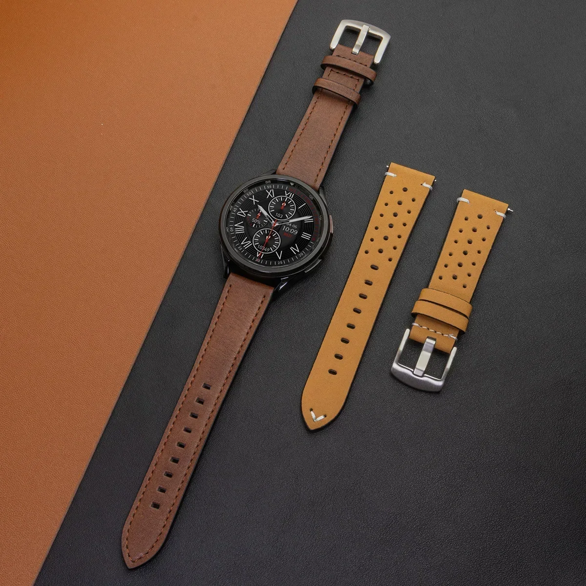 Premium 2-Piece 20mm Leather Breathe Strap Set - Universal Watchband Collection