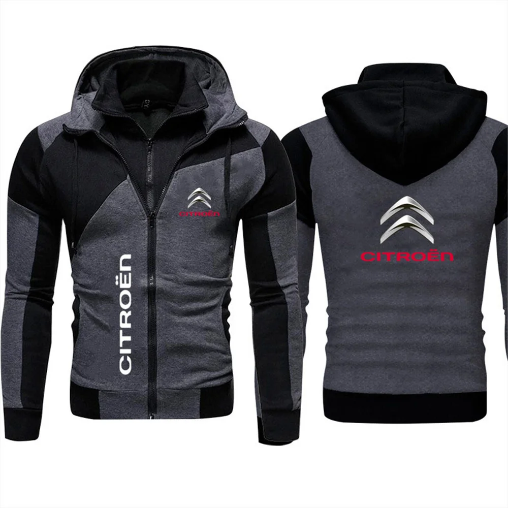 2024 Car Logo Citroen Men's Double Zipper Jacket Harajuku Fashion Windproof Jacket Outdoor Fishing and Mountaineering Top 2