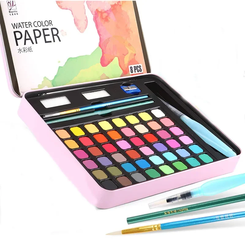 Professional Watercolors Painting Set 48 Watercolor Paint Set in Delicate Box With Paint Brush School/Art Supplies Stationery