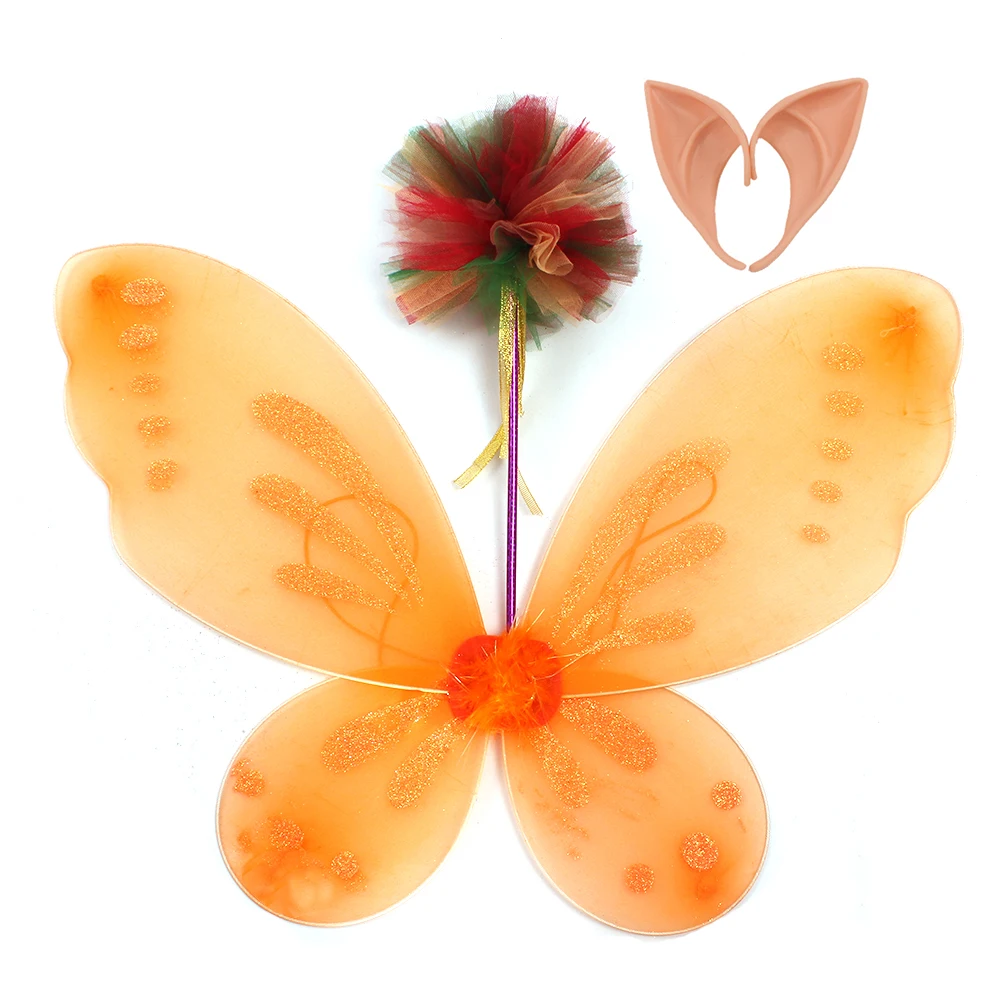 Woodland Fairy Princess Costume for Girls Fancy Tutu Dress with Wings set Autumn Kids Birthday Party Halloween Cosplay Ball Gown