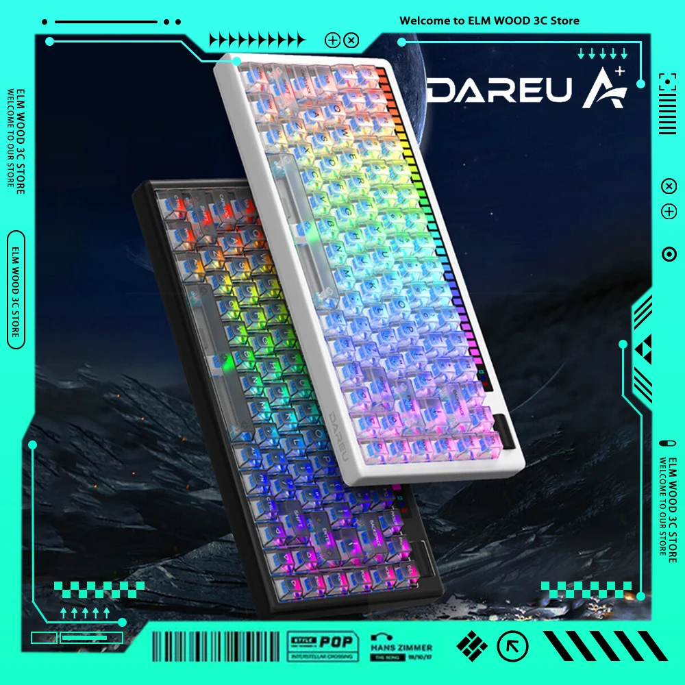 

DAREU A84pro Mechanical Keyboard Aluminium Alloy RGB Bar Multifunctional Roller Three Mode Wireless Gaming Keyboard Pc Gamer
