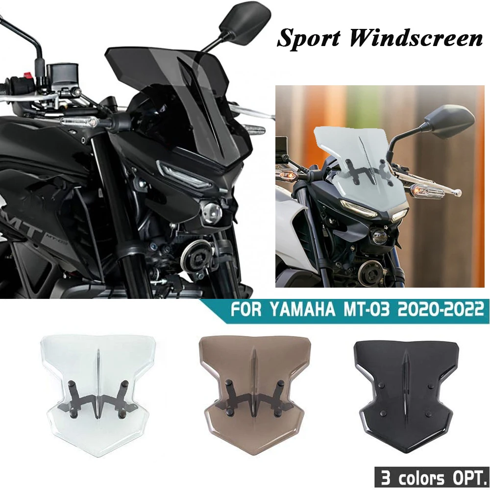 Parabrezza Moto Parabrezza Flusso D'Aria Deflettore Del Vento Visiera Flyscreen Per Yamaha Mt-03 Mt03 2020 2021 2022 Mt 03 Pare-Brise