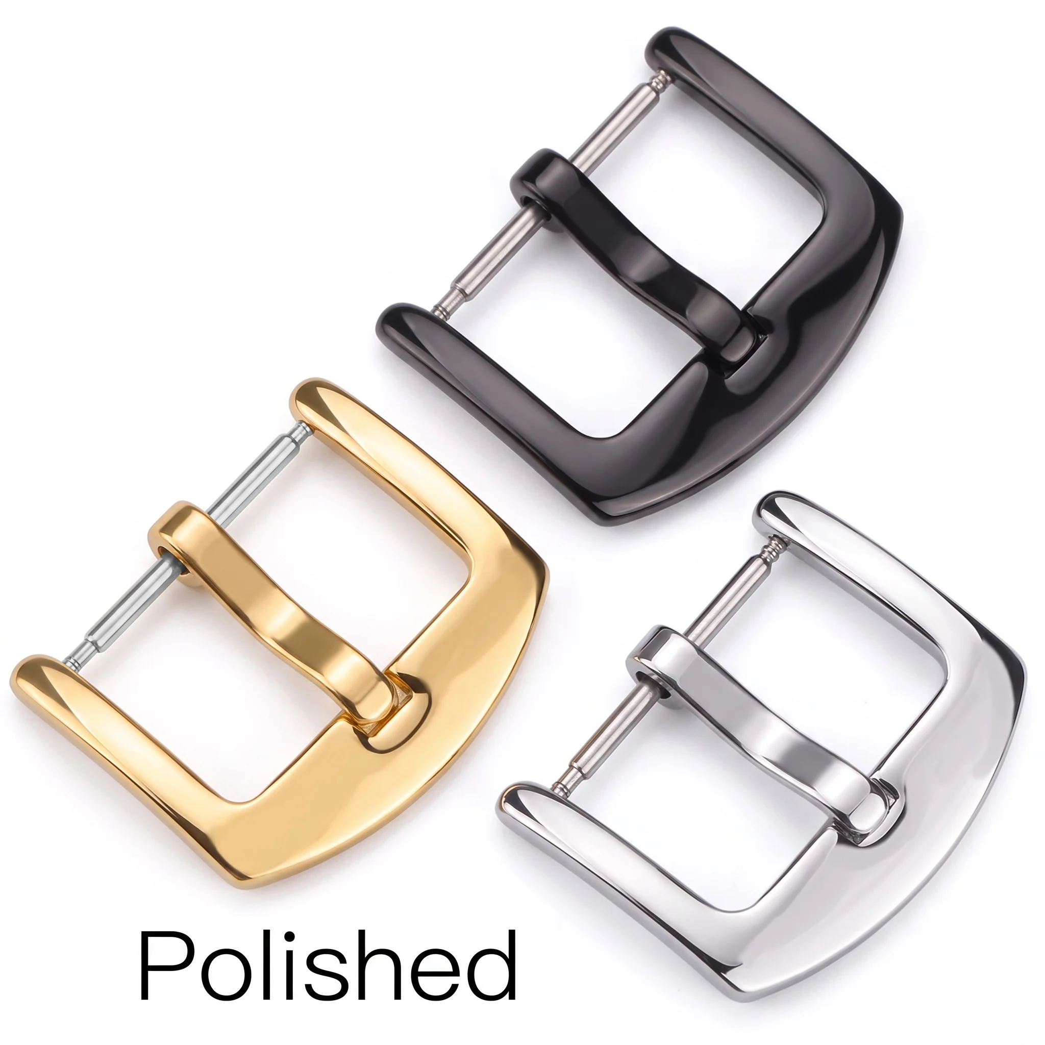 Men's Stainless Steel Watch Band Buckle - Silver, Black, Gold Options