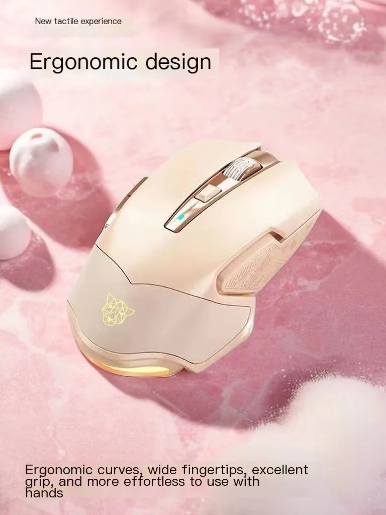 Breathing light wireless mouse pink desktop