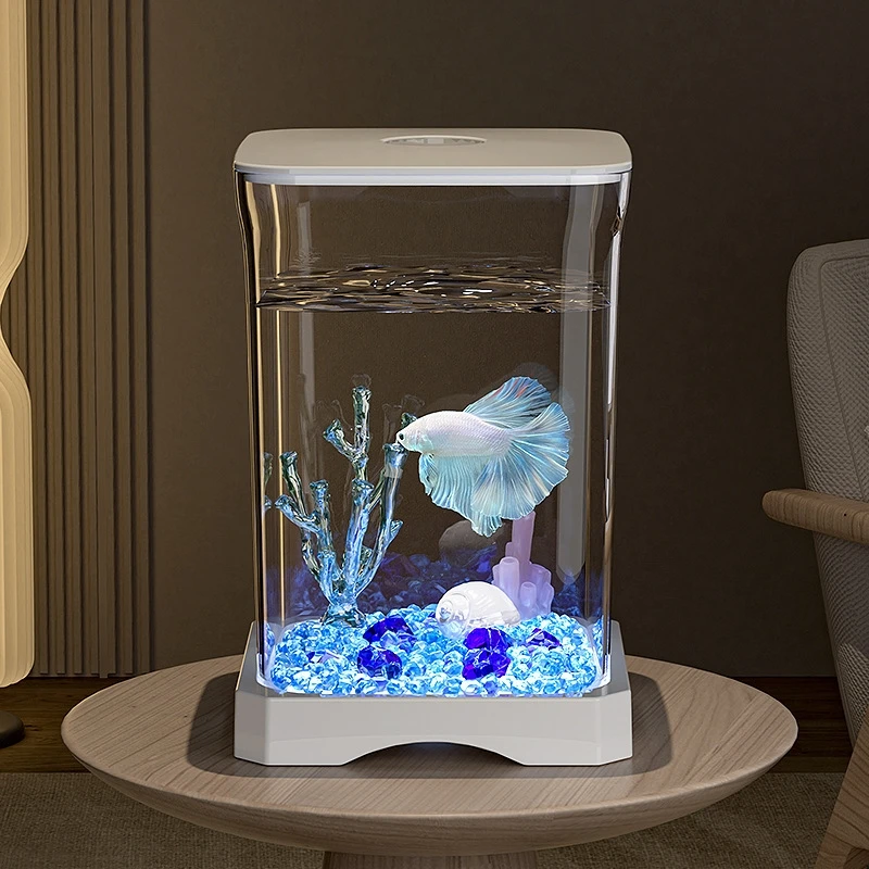 Mini Desktop Fish Tank With LED Light Full Kit Small Betta Aquarium ...