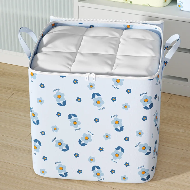 New Cute Flower Quilt Storage Bag Large Capacity Foldable Bedroom Underbed Storage Bags Waterproof Quilt Clothes Organizer