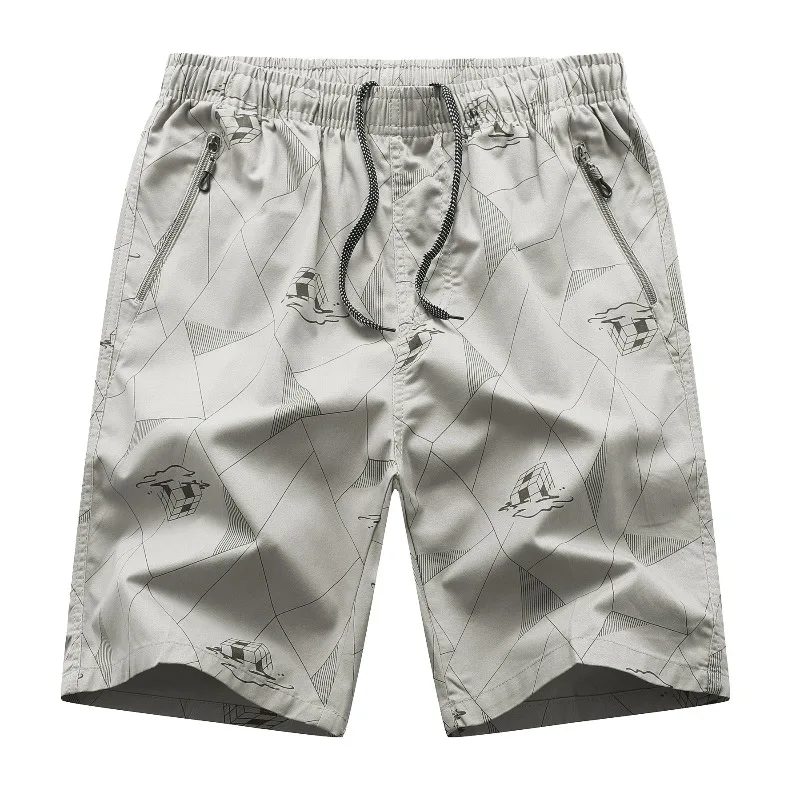 Men's Plaid Summer Elastic High Waisted Pleated Pockets Zipper Casual Sports Loose Trousers Office Lady Drawstring Shorts