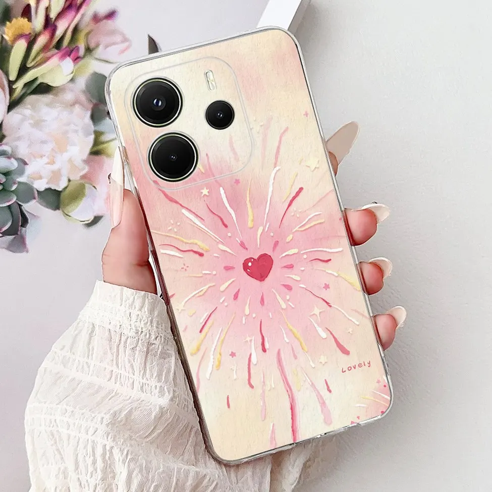 Clear Aesthetic Luxury Cute Cat & Floral Painted Soft Phone Case Cover