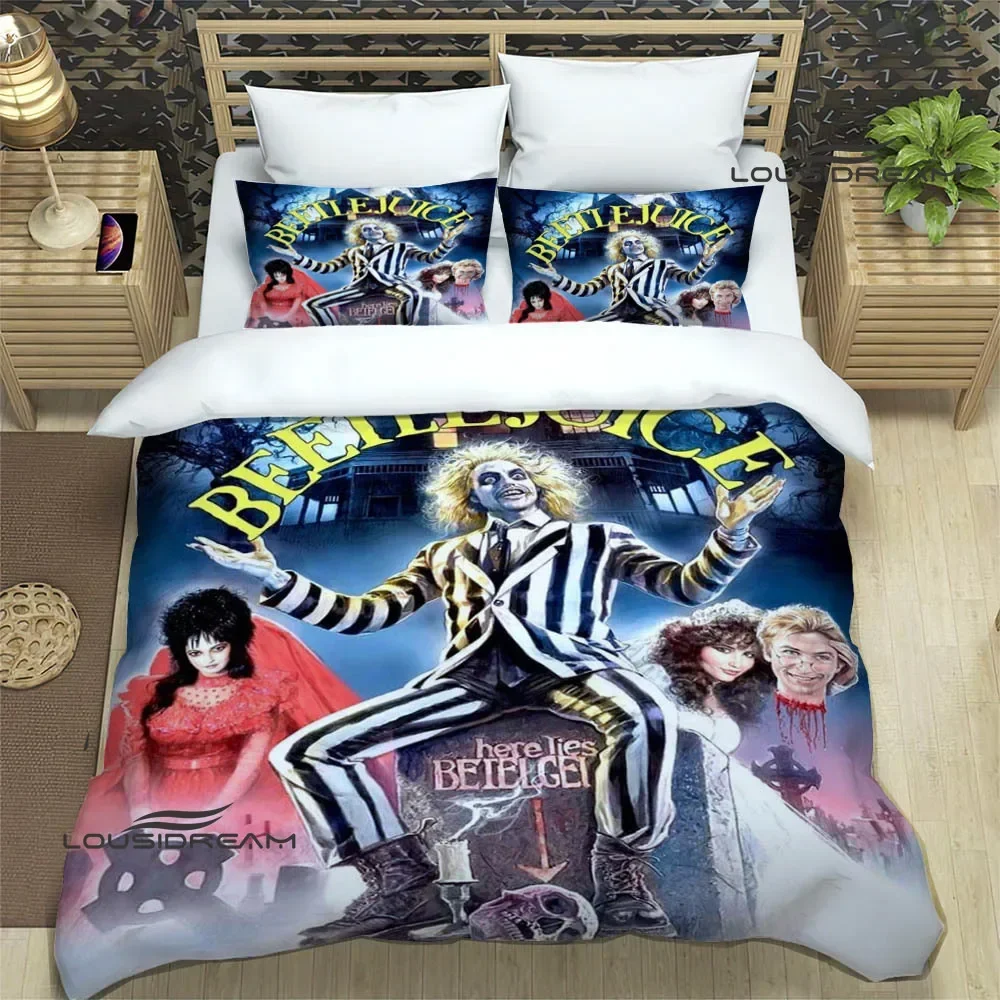 thumbnail image 1 of Juegos de ropa de cama de película de terror B-Beetlejuice, suministros exquisitos, juego de edredón, juego de cama, juego de cama, regalo de cumpleaños de lujo, 1 of 5