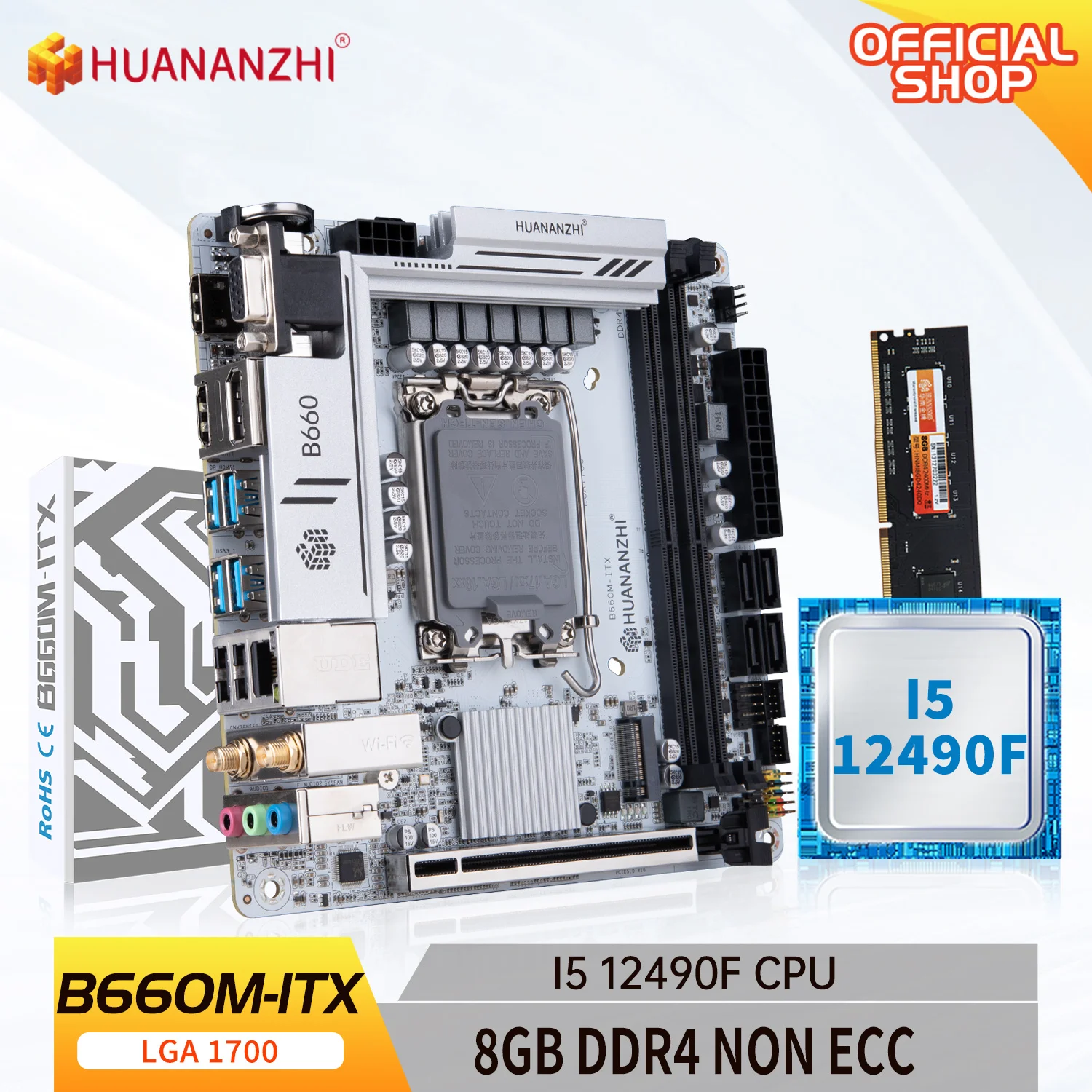 Huananzhi B660m Itx Motherboard With Intel Core I5 12490f Lga 1700 With