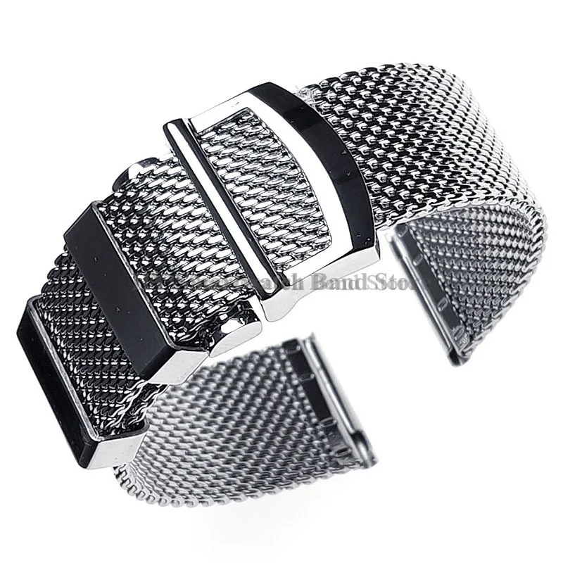 Milanese Mesh Steel Watch Strap with Folding Buckle - Elegant Stainless Steel Watchband