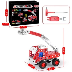 STEM Building Toy Kit for Kids - Fire Truck Series, Metal Construction Educational Set (121 PCS 1202)