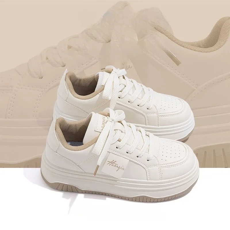 Spring Sports Running White Chunky Sneakers Women Shoes Platform Loafers Lace Up Flats Trend Spring Casual Mom Vulcanized Shoes