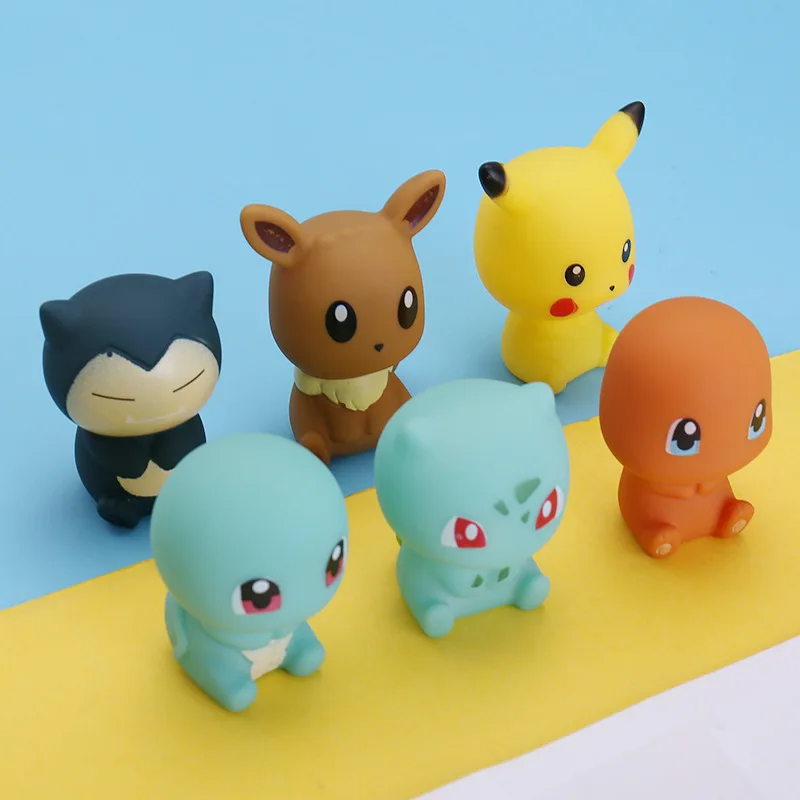 

6pcs/Set Pokemon Bath Toys Pikachu Bulbasaur Charmander Squirtle Eevee Snorlax Anime Firgures Cartoon Shower Toys For Kids