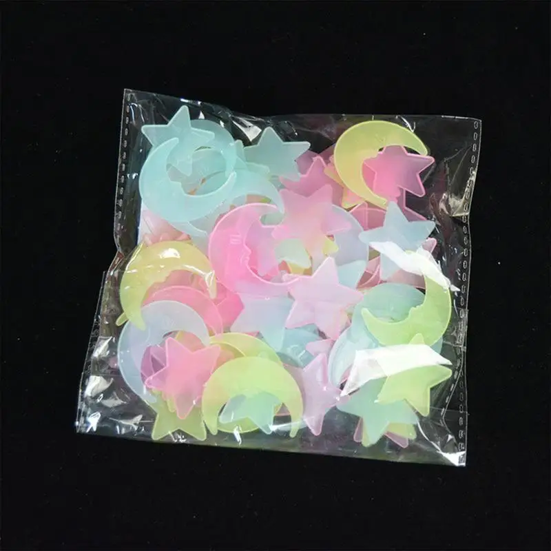 Glow In The Dark Ceiling Stickers Star Ceiling Stickers 100 Pieces Moon And Stars Decor Glowing Wall Removable Kids