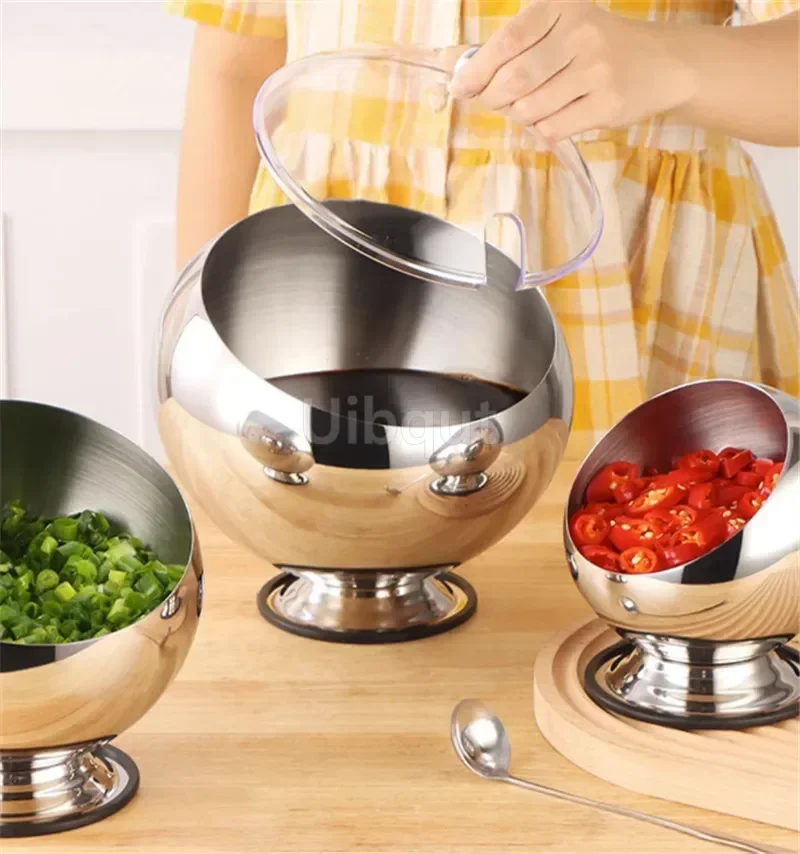 Premium Stainless Steel Sauce Bowl with Lid