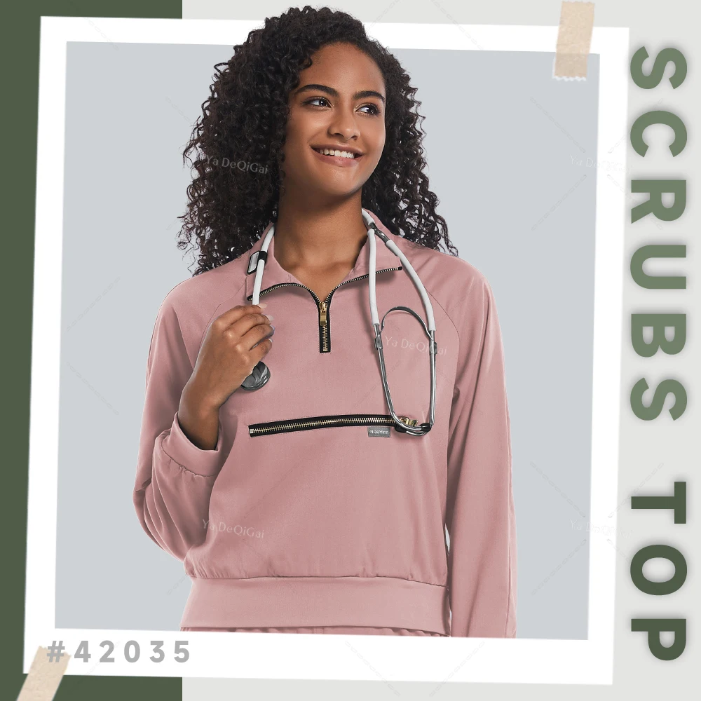 

Scrubs Tops Women Jackets Nurses Uniform Blouse Long Sleeve Jogger Top Medical Nursing Clothes Beauty Salon Lab Workwear