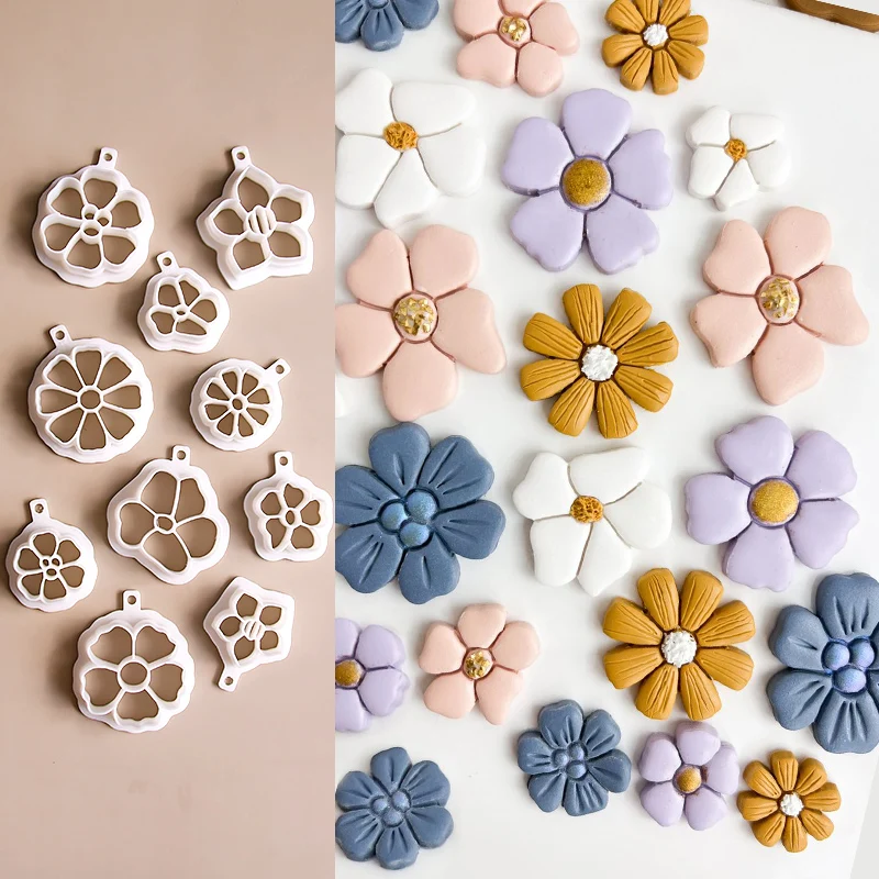 Polymer Clay Cutter Mini Daisy Flower Earrings Jewelry Soft Pottery Cutting Mold Petals Embossing Clay Earring Cutter Mold