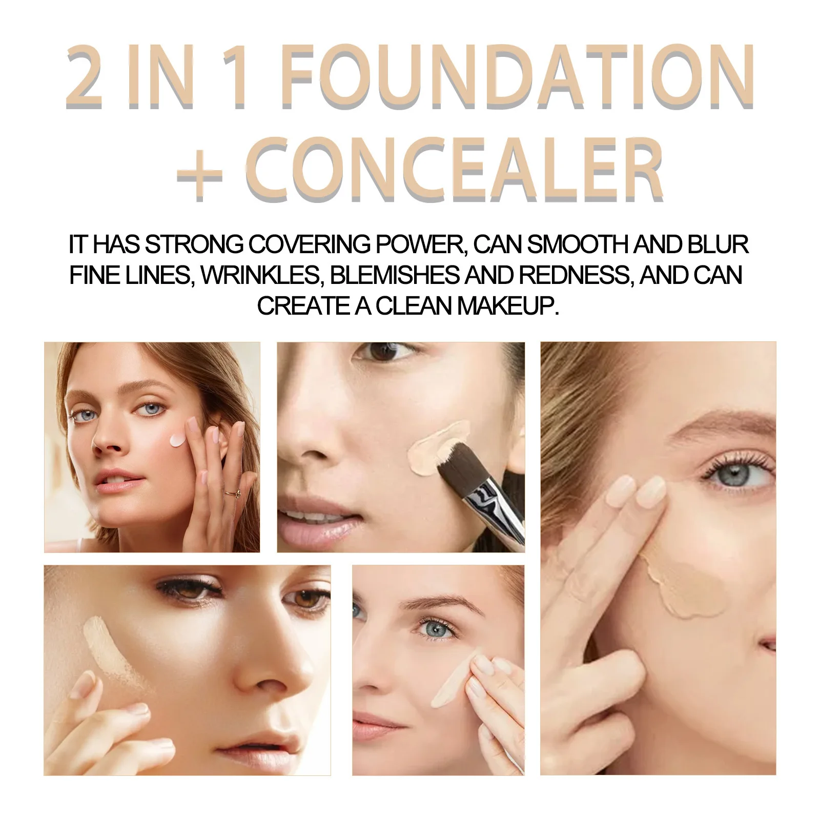 EELHOE 2 in 1 Double-End Concealer Anti Freckle Dark Circles Corrector Face Brighten Concealer Foundation High Coverage Cosmetic