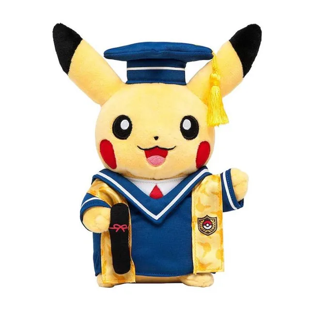 28CM TAKARA TOMY Anime Pokemon Graduated Phd Pikachu Plush Toys Kawaii Janpanse Dolls Kawaii Decoration Best Gift for Children