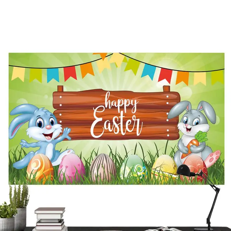 Sfondo Del Giorno Di Pasqua Coniglietto Uova Di Pasqua Sfondo Primaverile Piante Verdi Sfondo Coniglio Banner Per Decorazioni Pasquali Di Compleanno N