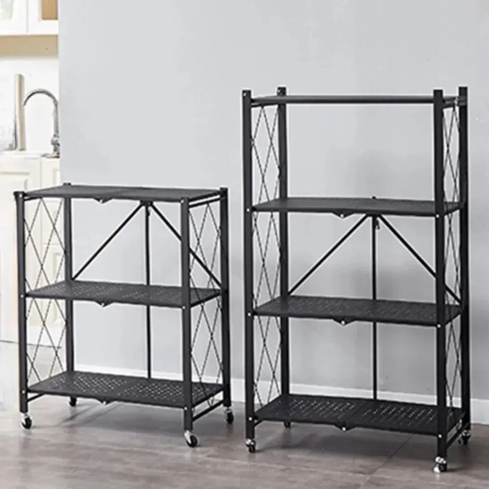 Installation-Free Folding Kitchen Rack Room Outdoor Flower Stand Shelves Standing Storage Shelving Unit Metal Storage Shelf storage rack