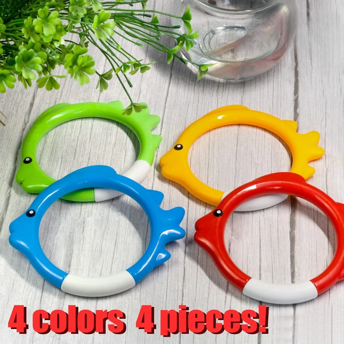Diving Game Toys 4pcs diving ring set fish shaped four color ring suitable for swimming training and entertainment