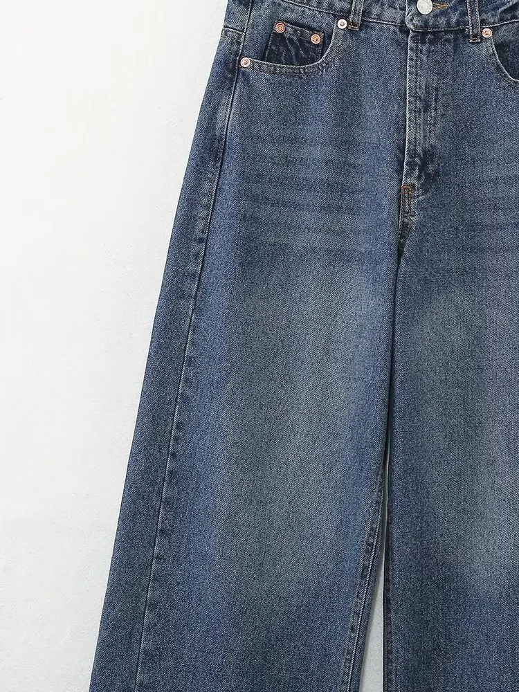 Jenny&Dave Ladies High Waist Casual Wide Leg Jeans Retro Fashion Women's Mommy Jeans Boyfriend Loose Denim Pants
