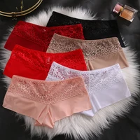 Boxer Sexy en dentelle pour femmes, sous-vêtements féminins sans couture, élasticité, short respirant, solide, Lingerie 4