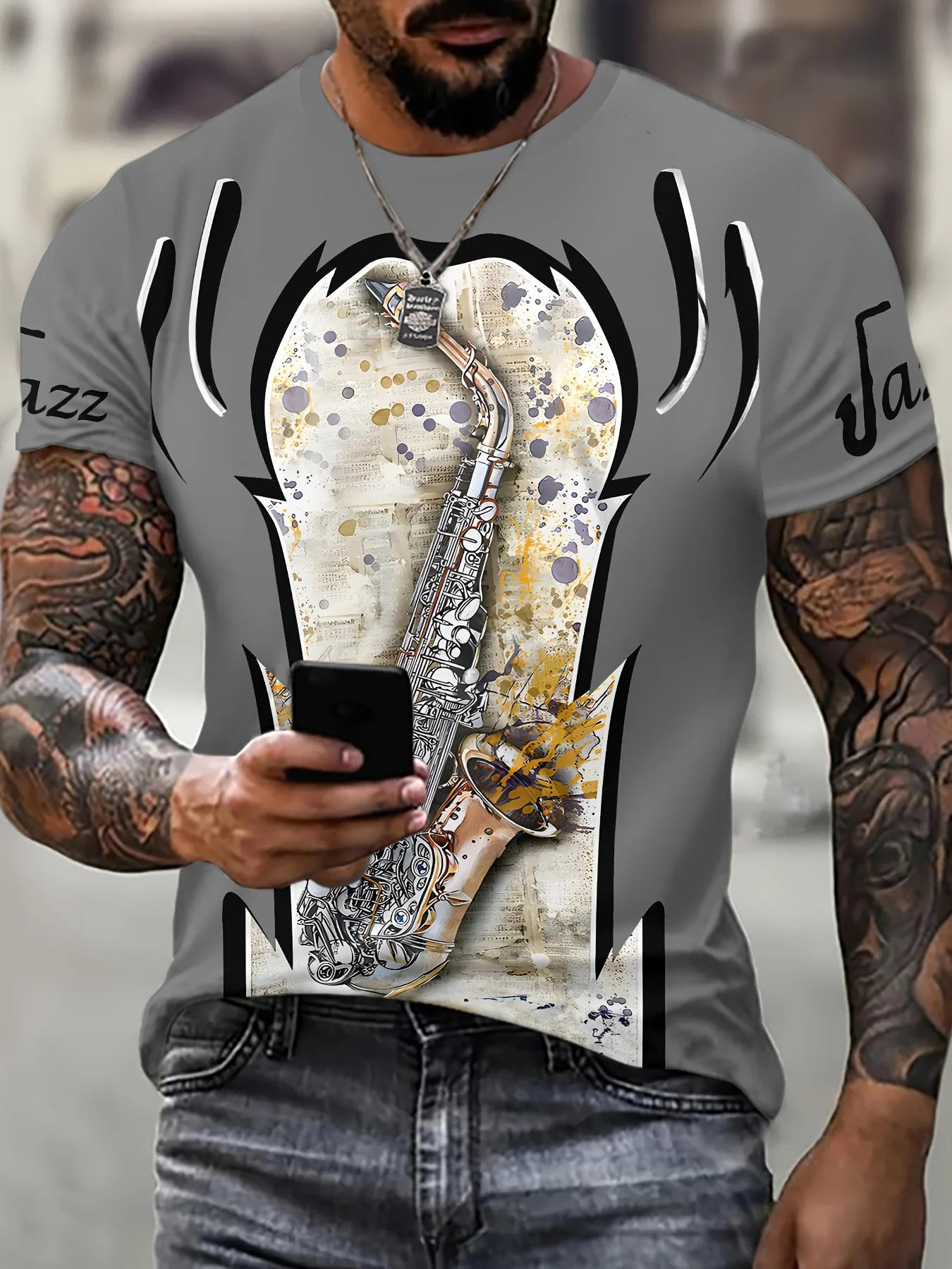 

Summer New 3D Printing Men's Instrument T-shirt Comfortable T-shirt