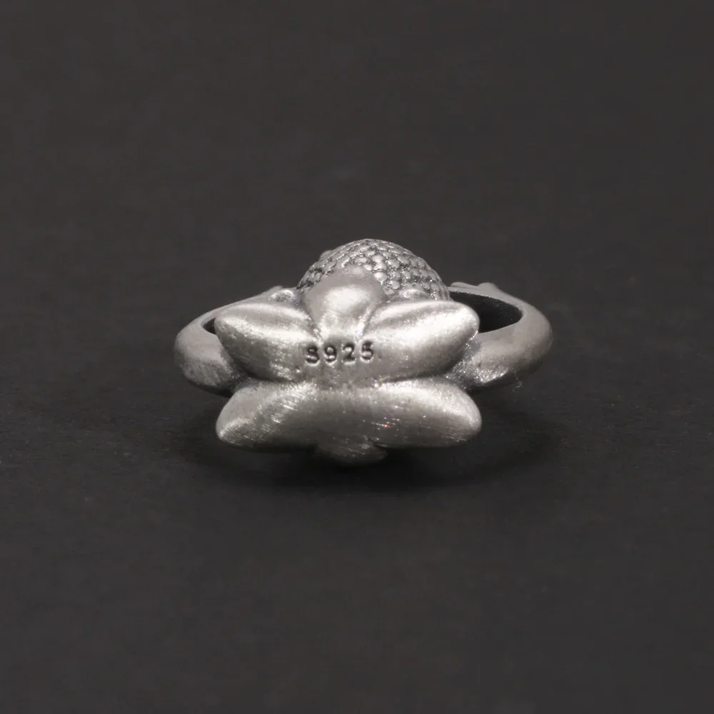 S925 Sterling Silver Buddhist Pendant Necklace Vintage Vintage Lotus Three-dimensional Buddha for Men and Women Solid Jewelry