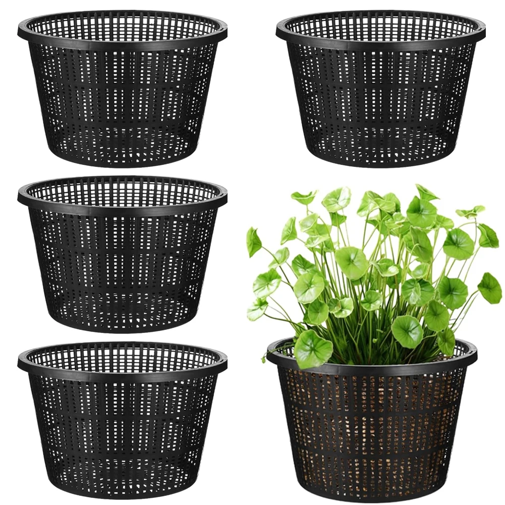 5pcs Pond Planting Pots Hydroponics Baskets For Pond Plants Plastic Gardening Mesh Net Pots 21.2x13cm For Soilless Cultivation