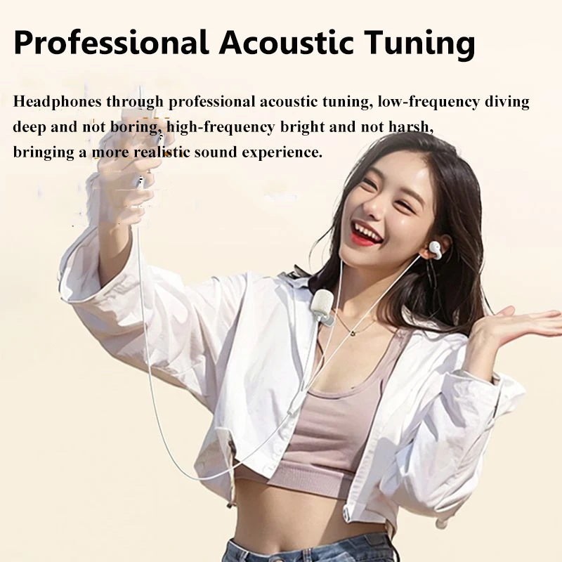 Wired Open Ear Headphones Earclip Air Conduction Music Earbuds Gaming Headset Earphones with Lavalier Microphone 3.5mm/Type-C