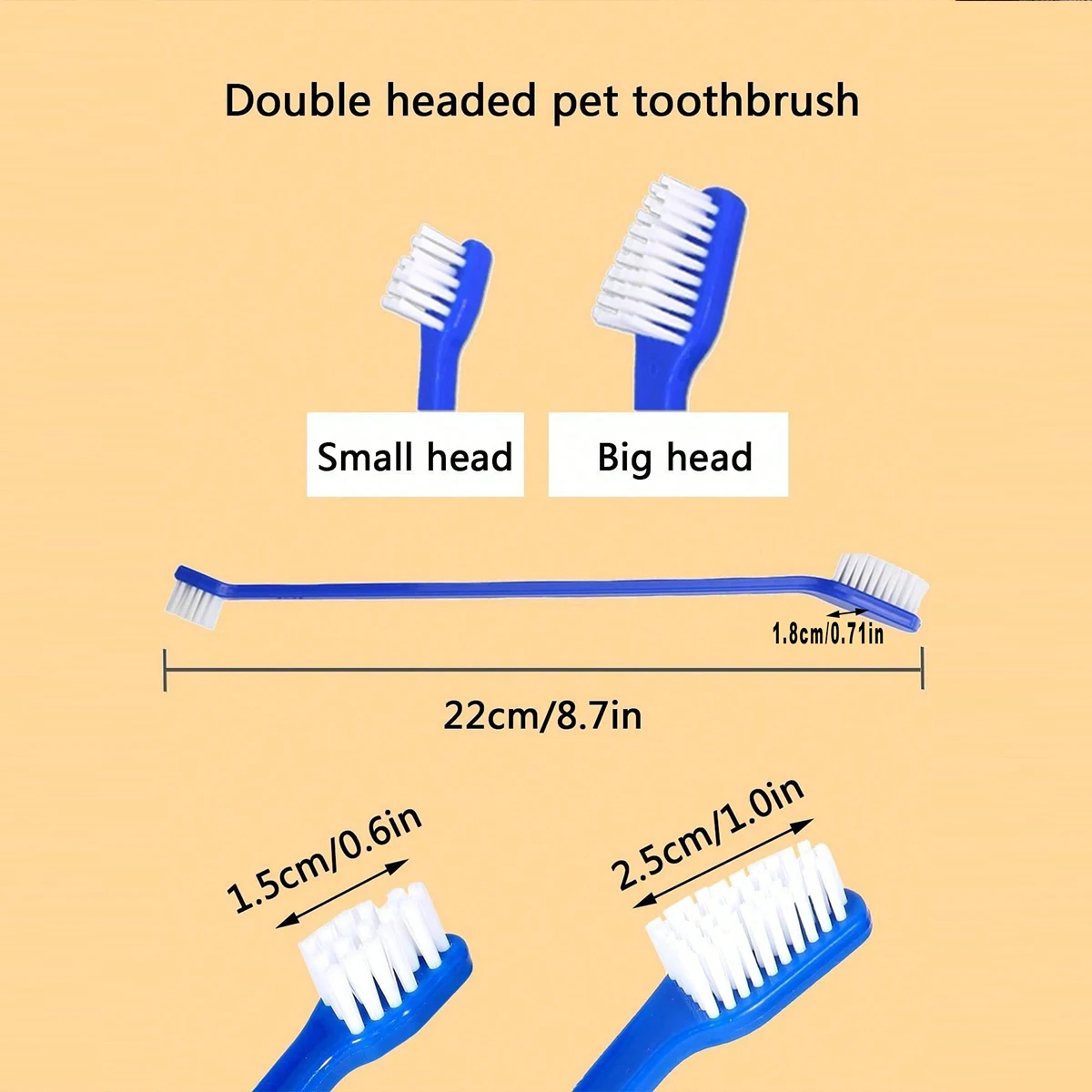5pcs/set Long Handle Pet Toothbrush Double-head 3