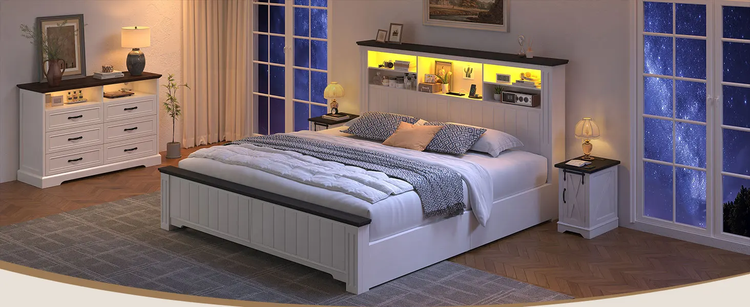 Queen Bed Frame with LED