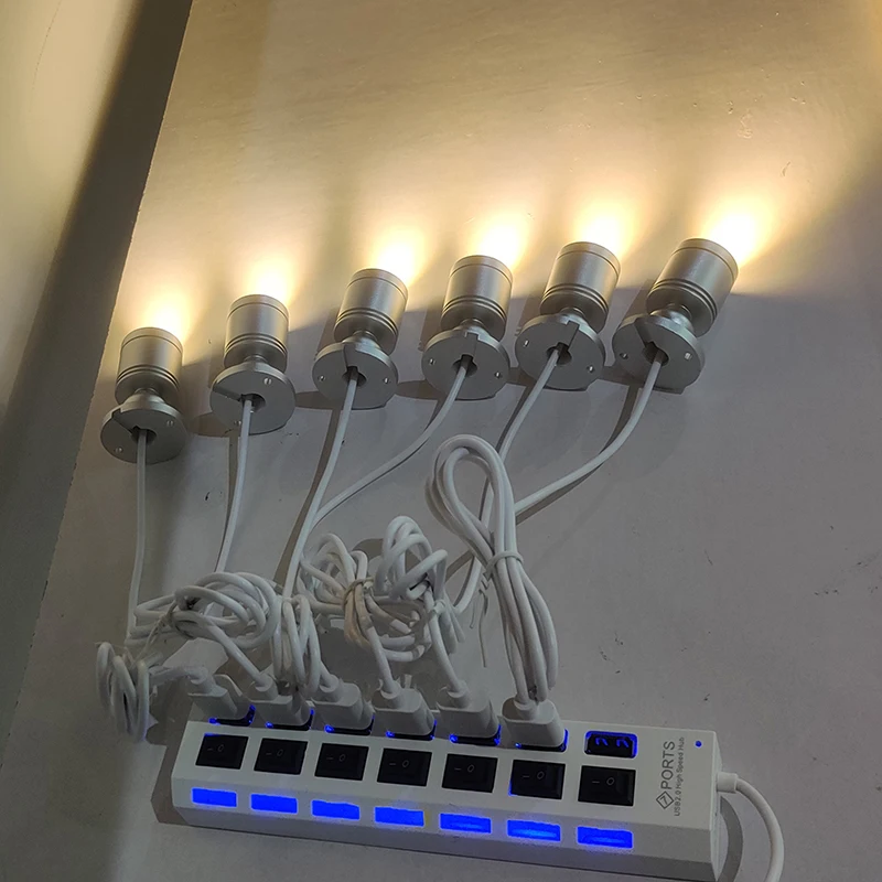 MINI Led Usb 5V Spot Light Draagbare Mini Spots Wijn Kast Keuken Sieraden Showcase Lamp Verlichting Kit Met Schakelaar 1W 3W 3
