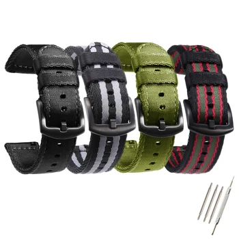 튼튼한 나일론 스트랩 나토 밴드 18mm 20mm 22mm, 삼성 갤럭시 워치 액티브 2 S2 S3 화웨이 GT 2 어메이즈핏 캔버스 팔찌