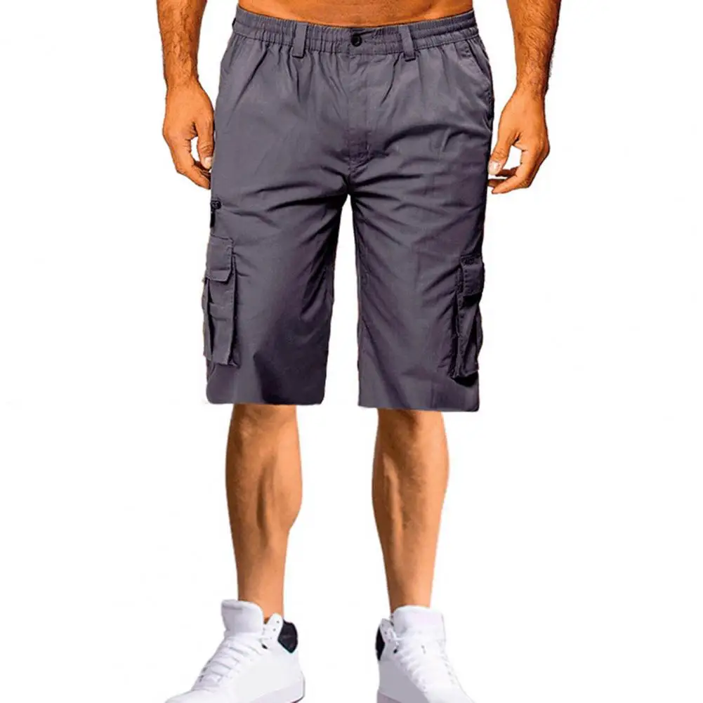 

Athletic Shorts Versatile Men's Casual Shorts Elastic Waist Multi Pockets Straight Leg for Summer Fitness Beach Leisure