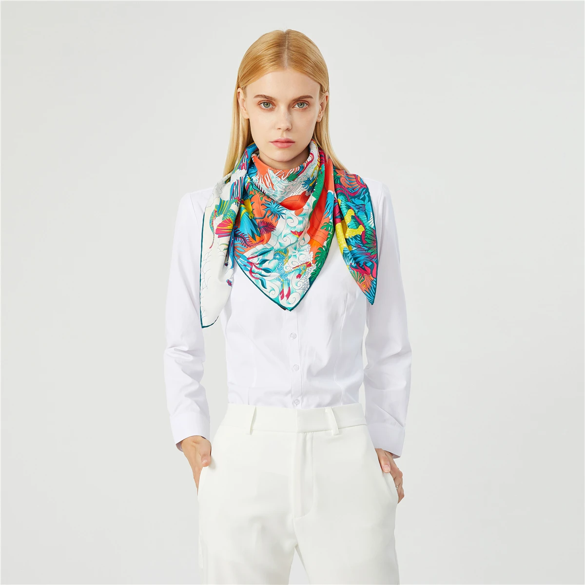 90cm Brand Hijab Scarf Women Bandana Handmade Curled Twill Silk Square Scarf "The universe disposition" Foulard Head Scarves 2