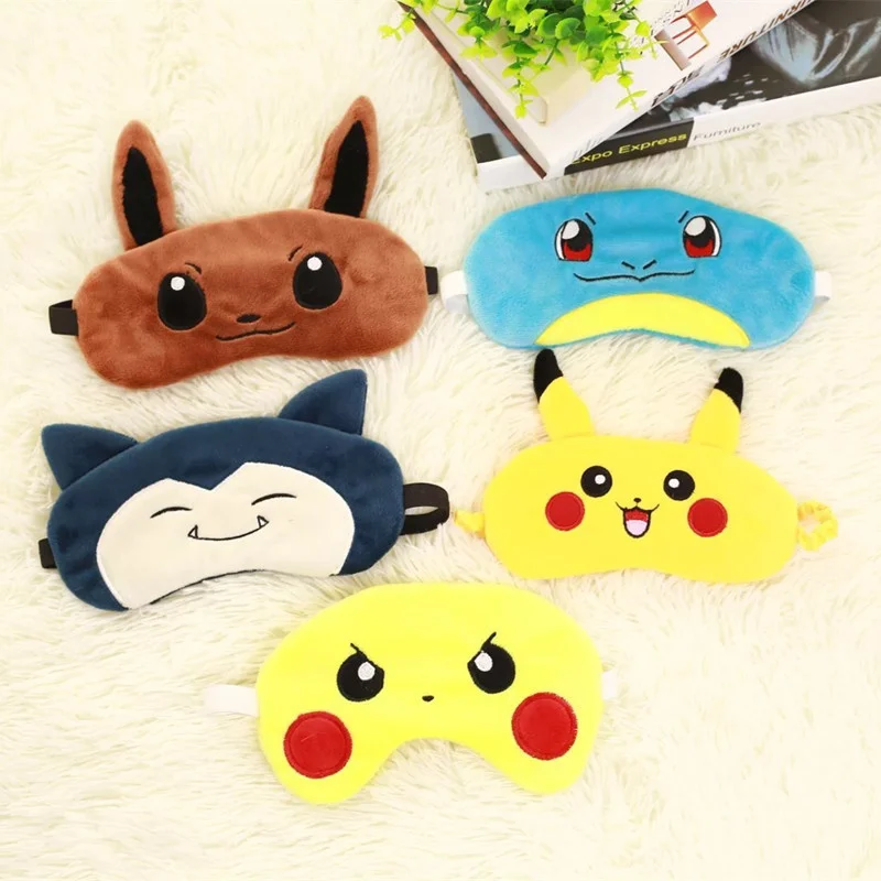 

Cute Pokemon Anime Pikachu Squirtle Eevee Snorlax Sleep Eye Mask Soft Portable Kawaii Children Birthday Christmas Gift for Kids