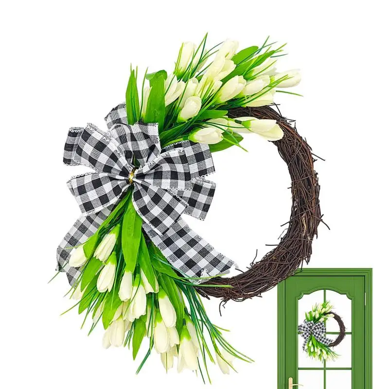 

Artificial Tulip Flower creative Rustic Artificial Flower Wreaths For Home Pink Front Door Wreath Fake Wall Decor Garden Props