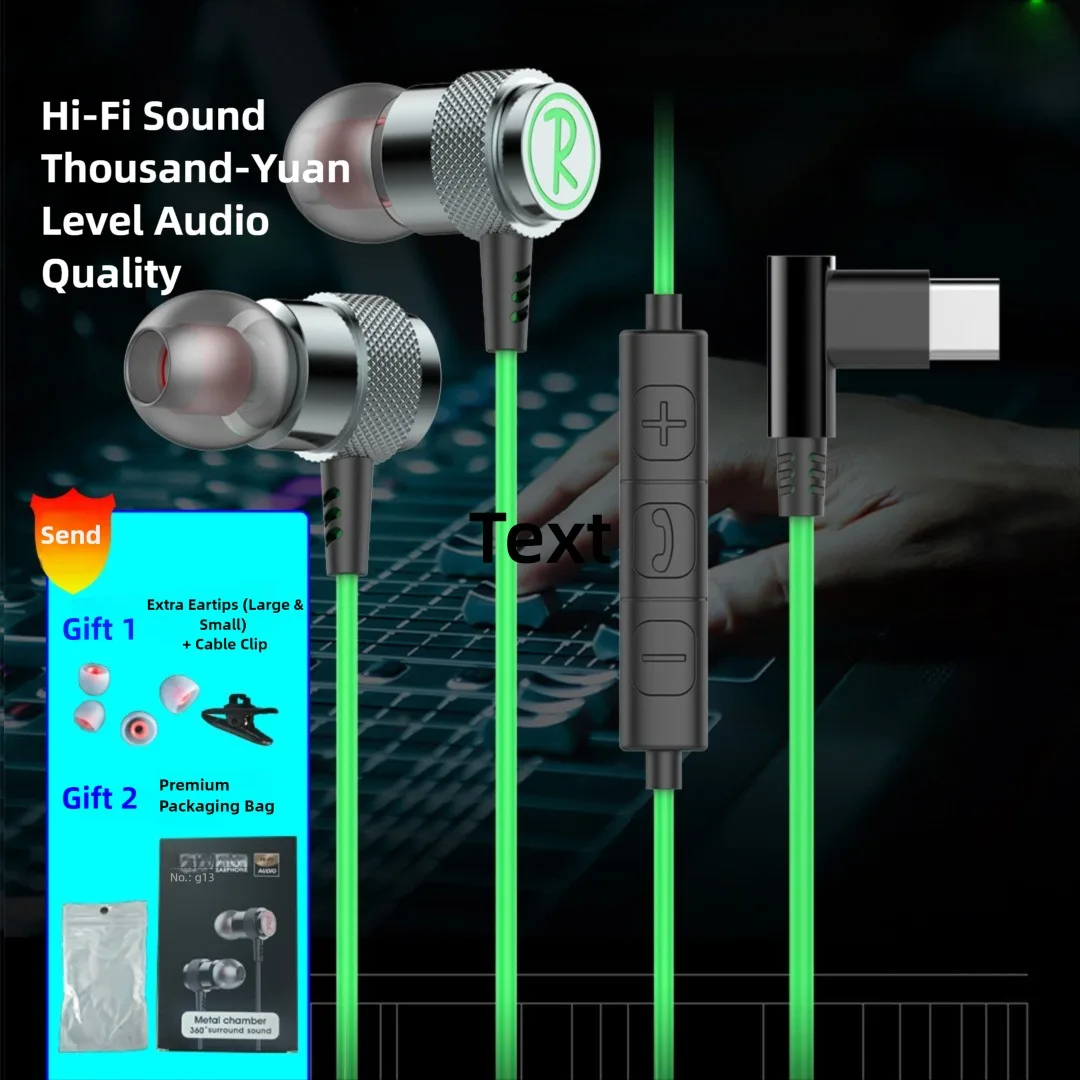 Premium HiFi Bass Stereo Type C Wired Earphones with Noise Reduction