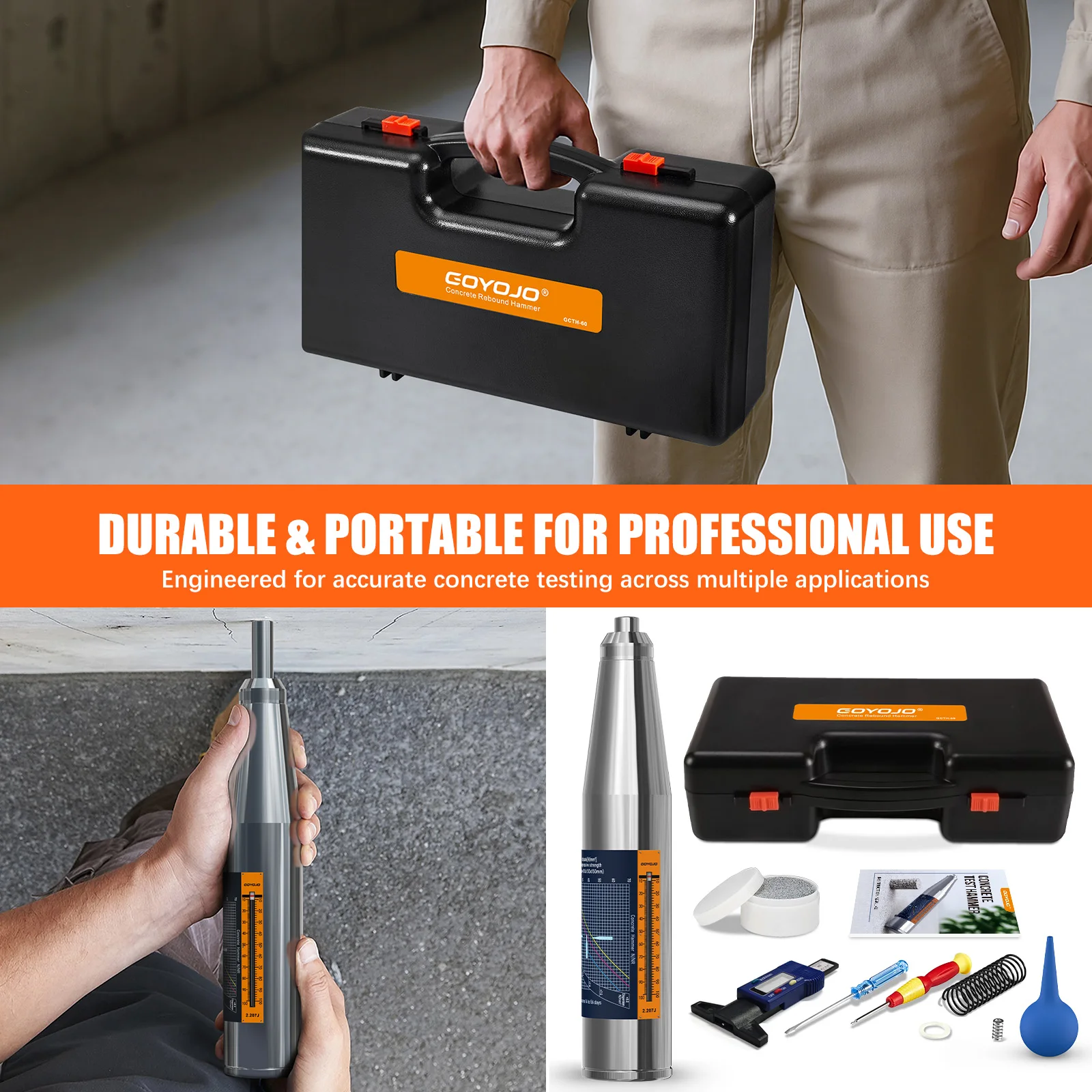 Concrete Rebound Tester Concrete Rebound Hammer Tester Resiliometer Test Meter Tool